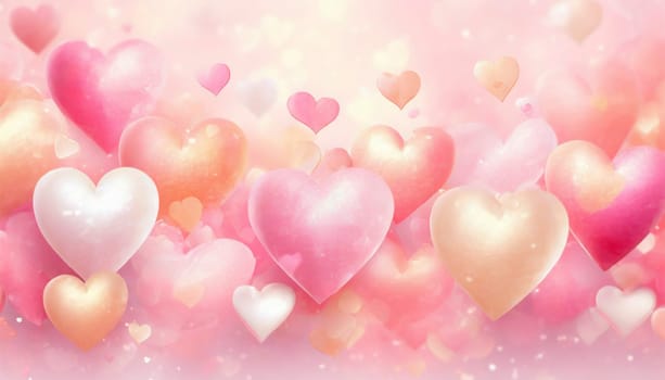 Valentine's day background with hearts and bokeh lights. AI generated