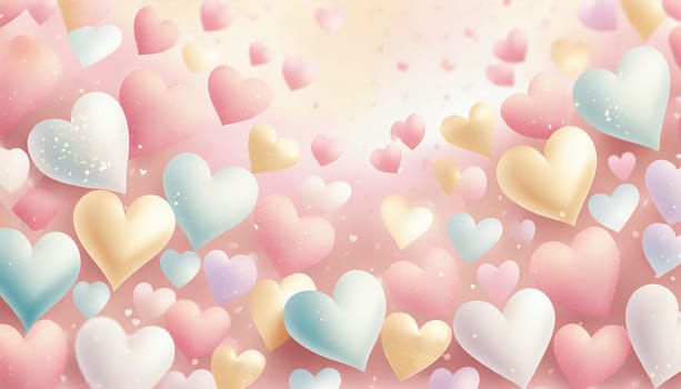Valentine's day background with hearts and bokeh lights. AI generated