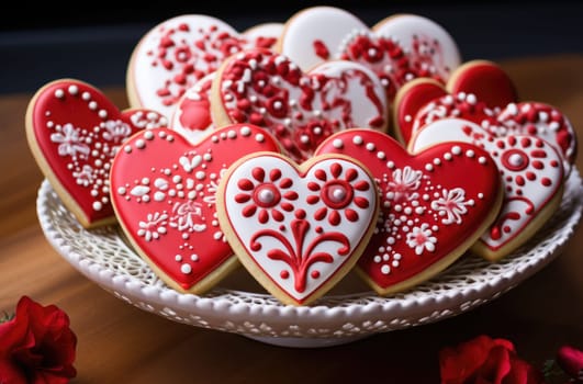 valentine heart sugar cookies.