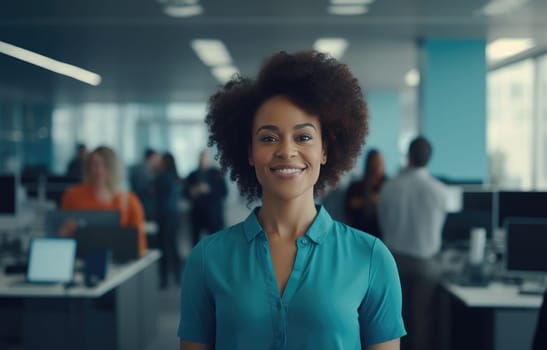 smiling africanamerican woman in a business office.