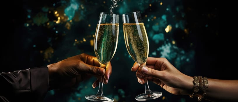 toast to the new year with champagne.