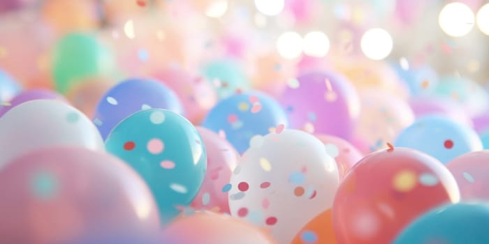 a birthday party with ballons and balloons.