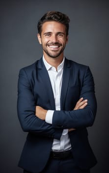 a smiling business executive in a suit.