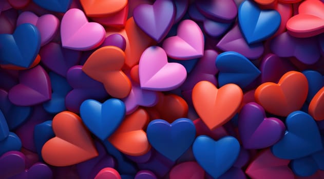 an arrangement of several of different colored hearts.