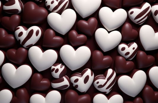 many chocolate hearts are in one frame.