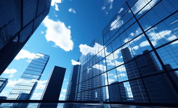 office buildings with blue sky.