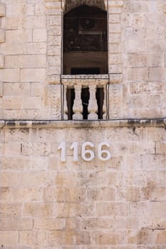 Kotor, Montenegro - June 26, 2023: Facade of Cathedral of Saint Tryphon (Kotor Cathedral), roman catholic medieval church. Cathedral was consecrated in 1166.