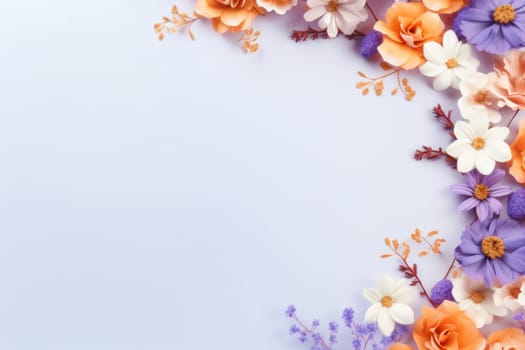 floral border with purple and pink flowers.