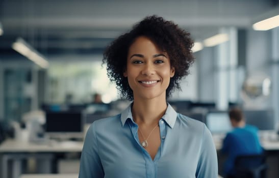 smiling africanamerican woman in a business office.