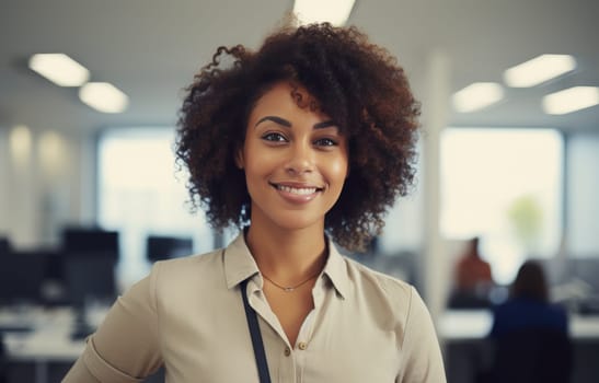 smiling africanamerican woman in a business office.