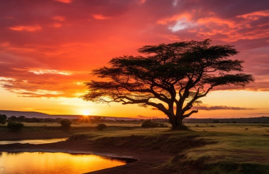 the sunrise, sunset in kenya.