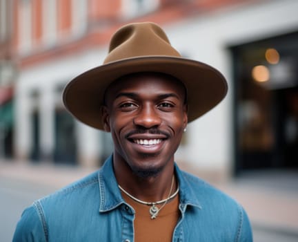 a black man in a hat faces up to the camera and tries to smile.