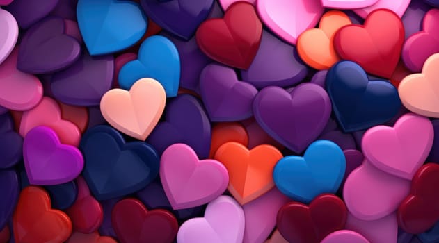 an arrangement of several of different colored hearts.