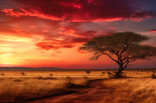 kenya savannah sunrise.