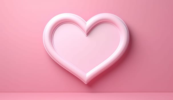 pink heart frame on pink background.