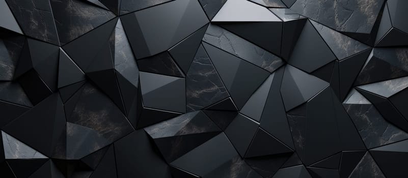 the walls of a bedroom are decorated with black tiles.