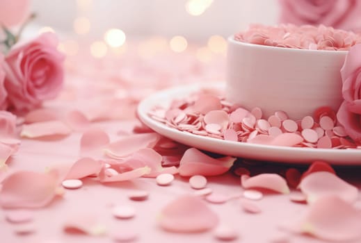 pink, floral, and chocolate covered rose petals.