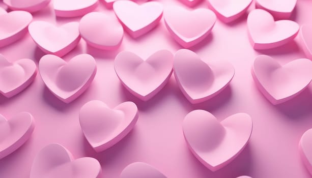 pink paper heart background in a modern render.