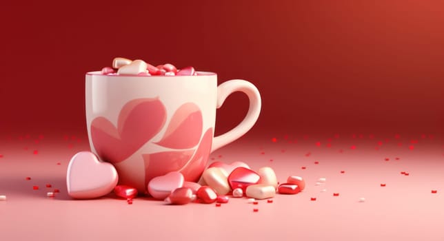 a cup of mug with marshmallows and candy.