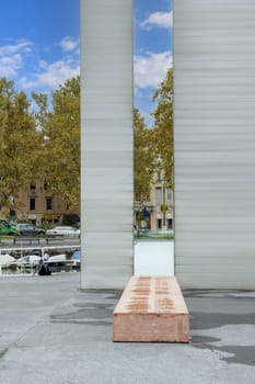 Rijeka, Croatia - September 23, 2023: Monument to fallen at the end of Bridge of Croatian Defenders from the Homeland War