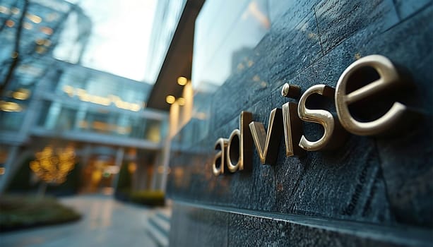 A Sign in the city with the word advise. Brainstorming and thinking. The lawyer office is open to provide advice on legal issues, receive accurate advice and advice. legal adviser concept. business office