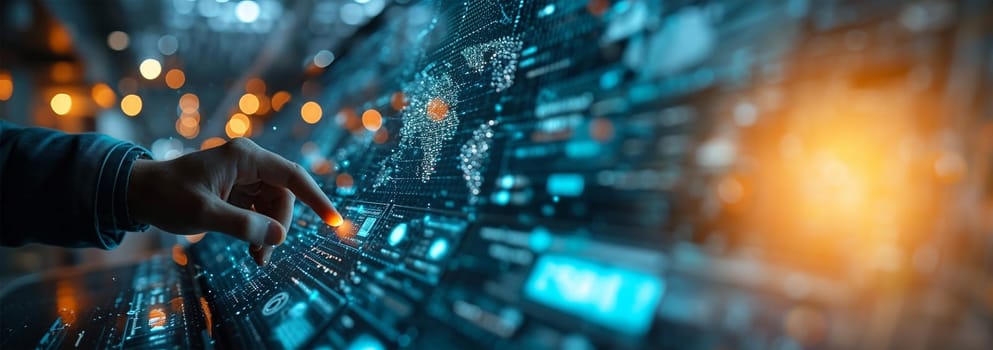 AI, Machine learning, Hands of robot and human touching on big data network connection, Data exchange, deep learning, Science and artificial intelligence technology, innovation of futuristic. Copy space Virtual digital hand ai