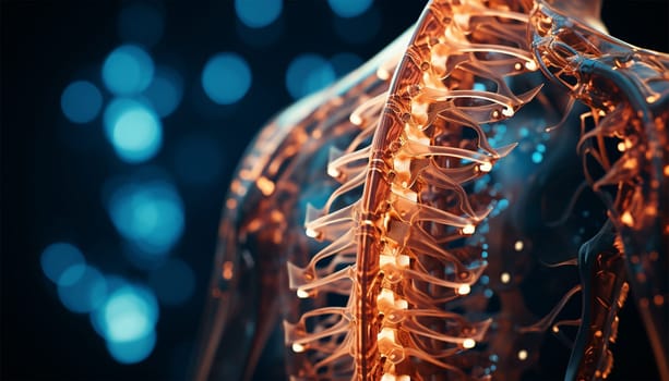 Human spine. Plain X ray of cervical spine revealed straightened cervical curve, spondylosis osteophytic lipping of C3, C4, C5 vertebral end plates, narrow disc spaces, ligamentous calcification opposing C4, C5 colorful