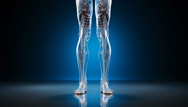 Anatomical Human head and shoulders. Demonstrating the muscles and ligaments of a human being. Image is on blue background. Mannequin anatomy internal organs, x ray,model for medical healthcare 3D Copy space