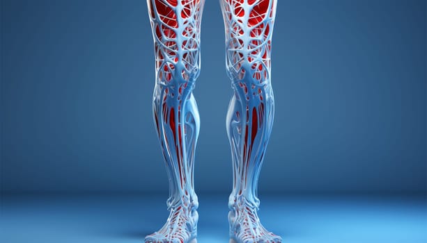 Anatomical Human head and shoulders. Demonstrating the muscles and ligaments of a human being. Image is on blue background. Mannequin anatomy internal organs, x ray,model for medical healthcare 3D Copy space