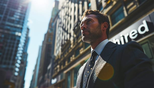 successful businessman has been hired for new job. Sign with hired. Smiling confident businessman successful in the city. business partners making successful investment deal, agreement, salesman work