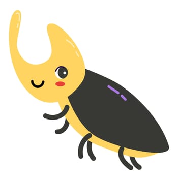 Rhinoceros beetle - cute cartoon character. Vector illustration in flat style. Can use for greeting card, childish design, poster.