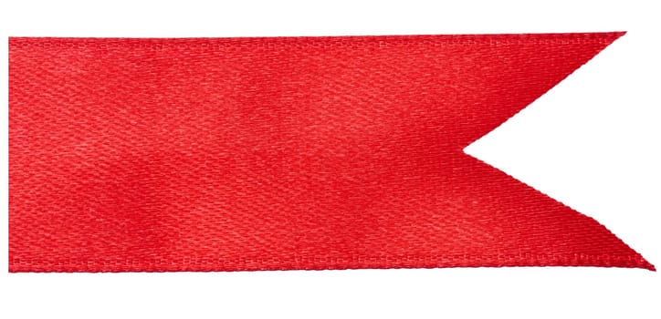 The ends of the red silk ribbon are sharply cut. Holiday decor