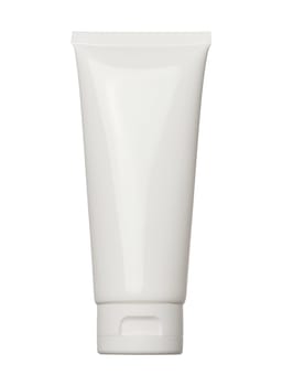 White plastic tube for cream, gel and toothpaste on an isolated background