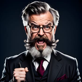 Crazy old bearded professor portrait