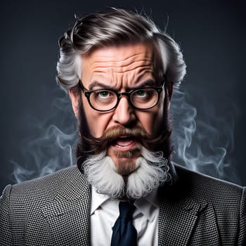 Crazy old bearded professor portrait