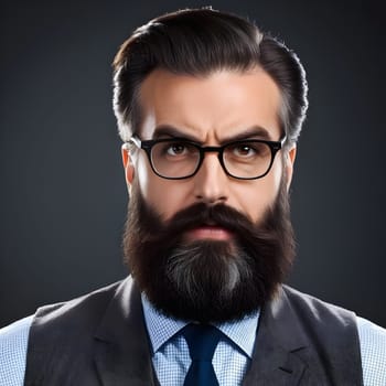 handsome bearded man portrait  closeup