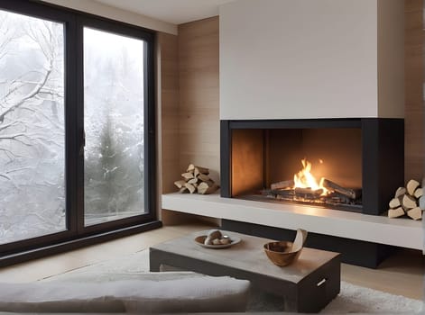 View of the fireplace at home