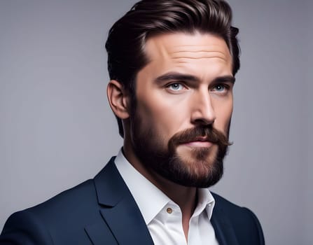 handsome bearded man portrait  closeup