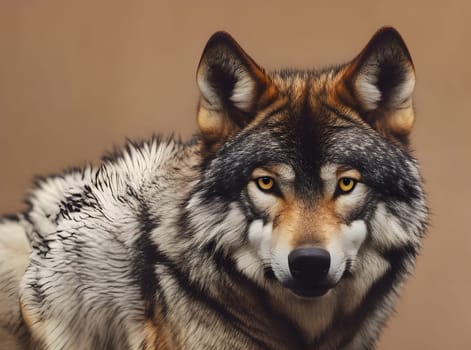 Portrait of the wolf on dark