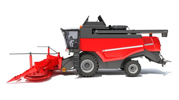 Combine Harvester 3D rendering model on white background