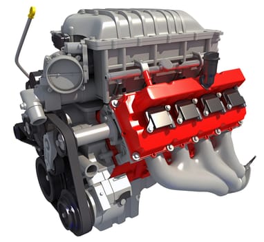 Truck Engine 3D rendering model on white background
