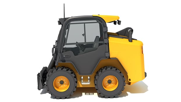 Skid Steer Loader 3D rendering model on white background
