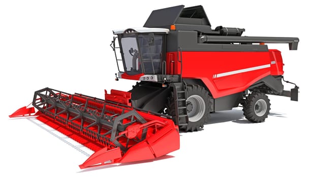 Combine Harvester 3D rendering model on white background