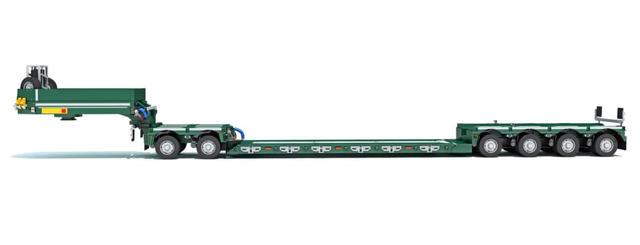 Low Loader Trailer 3D rendering model on white background