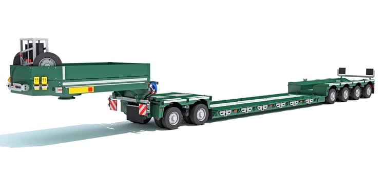 Low Loader Trailer 3D rendering model on white background