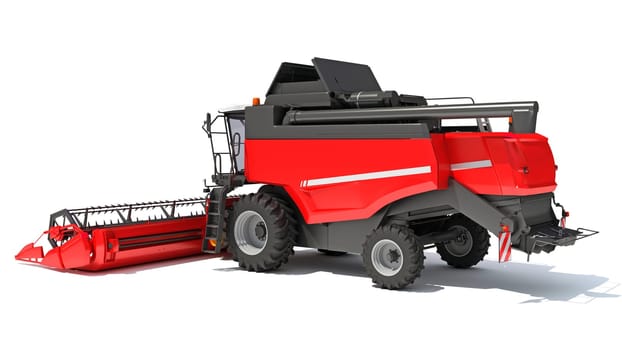 Combine Harvester 3D rendering model on white background