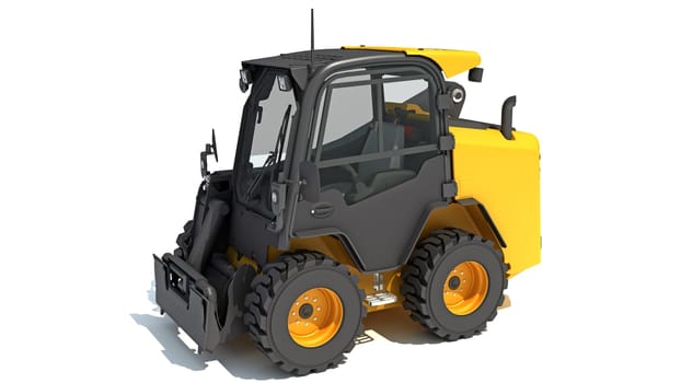 Skid Steer Loader 3D rendering model on white background