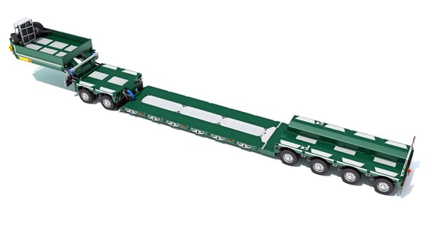 Low Loader Trailer 3D rendering model on white background