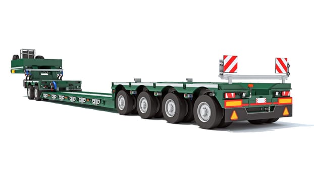 Low Loader Trailer 3D rendering model on white background