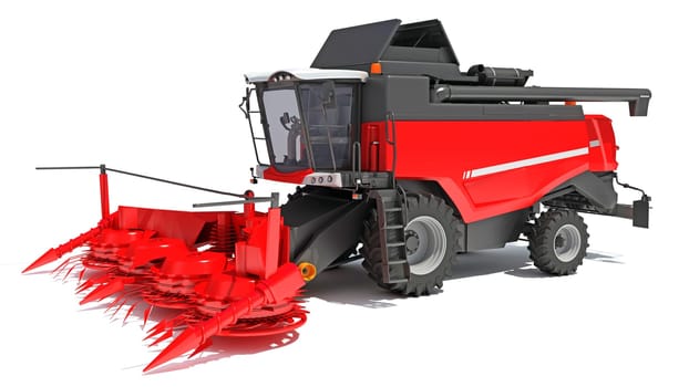 Combine Harvester 3D rendering model on white background